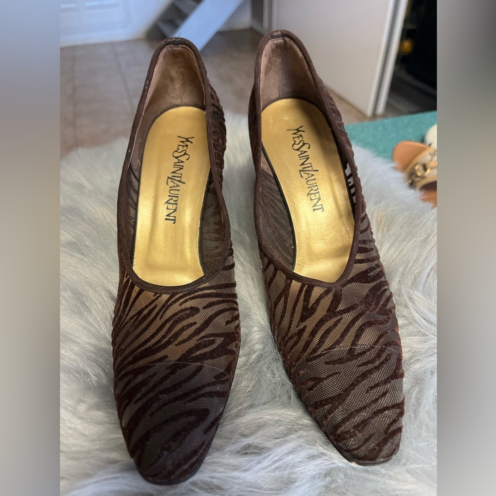 YvesSaintLaurent excellent condition mash see-through  material like zebra print